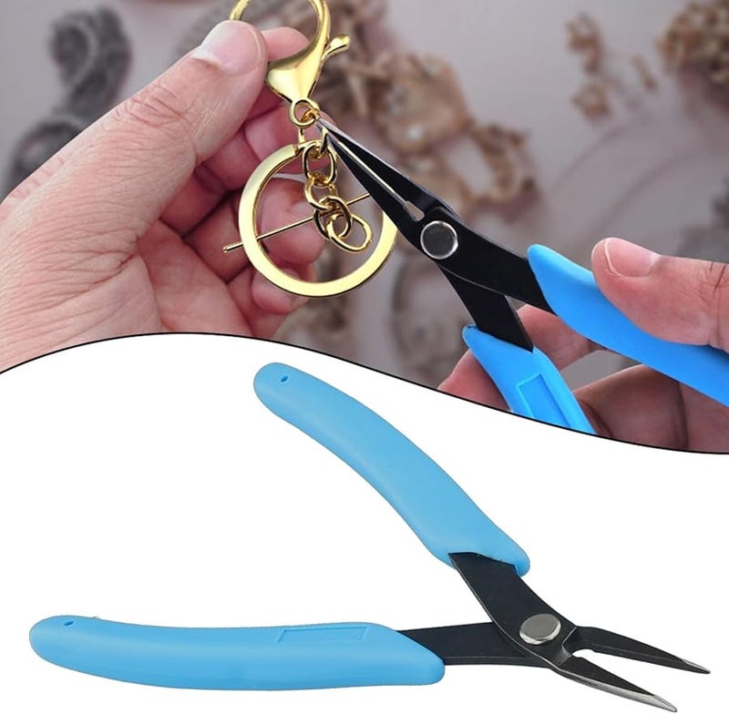 كماشة سلسلة الأنف طرف ناعم مقبض غير قابل للانزلاق مقاوم للصدأ أداة صنع المجوهرات الزرقاء - Image 4